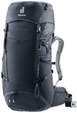 Deuter Futura Pro 30 SL women's hiking backpack in Black, front three-quarter view