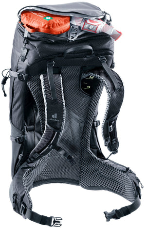 Deuter Futura Pro 32 lid compartment open with a first aid kit inside