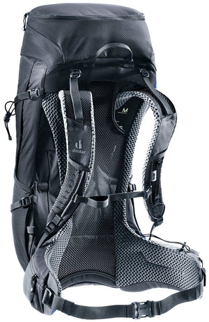 Deuter Futura Pro 32 rear three-quarter view of the shoulder straps and hip fins