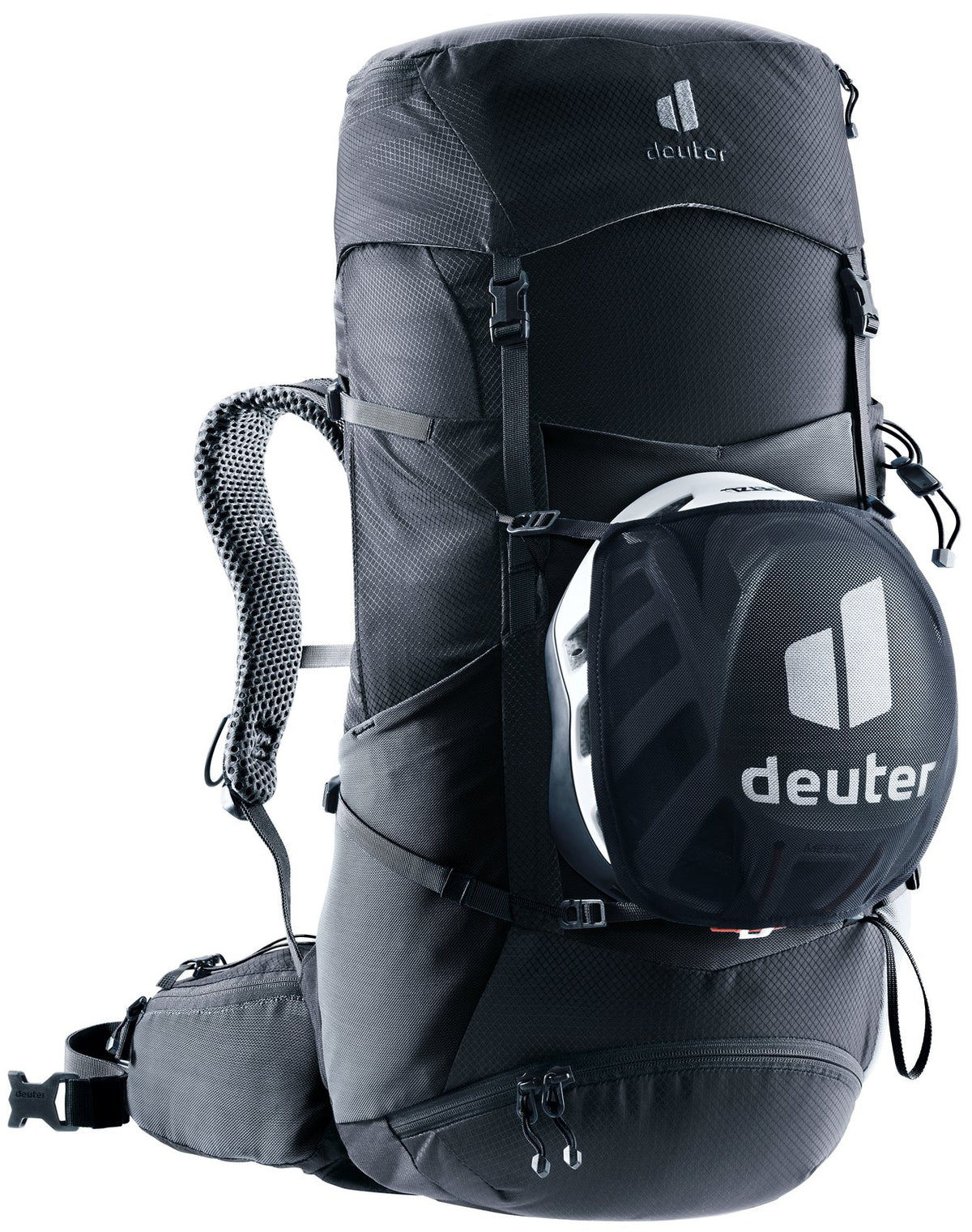Deuter Futura Pro 32 carrying a helmet in the mesh helmet holder, sold separately