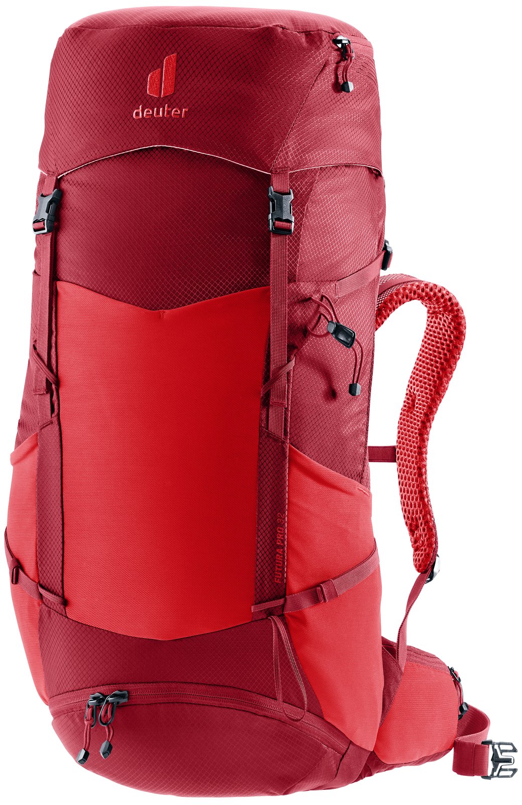 Deuter Futura Pro 32 in Cherry Masala, two-tone red hiking backpack