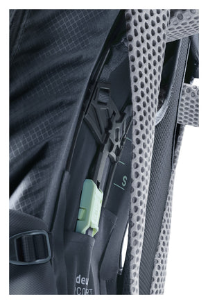 Close-up of the VariClick back length adjustment on the Deuter Futura Pro 34 SL