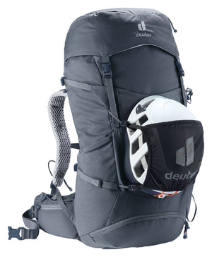 Deuter Futura Pro 34 SL carrying a helmet in the mesh helmet holder, sold separately