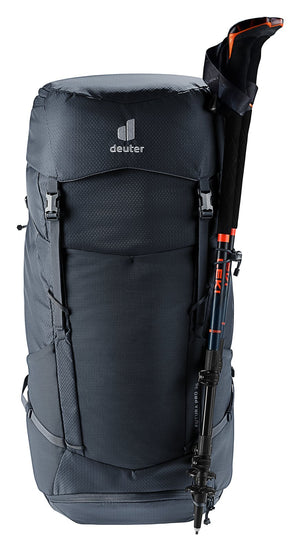 Deuter Futura Pro 36 with trekking poles held in the side attachment