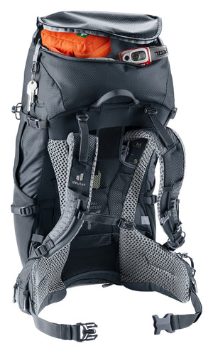 Deuter Futura Pro 38 SL lid opened showing gear in the lid compartment
