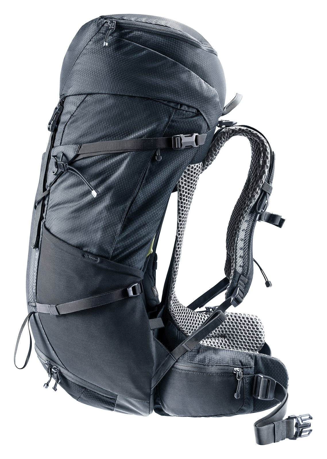 Deuter Futura Pro 38 SL side view with compression straps and stretch side pocket