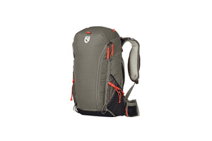 Nemo Persist men's pack in Smokey Olive with orange accents, three-quarter view