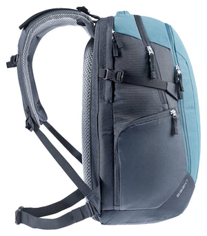 Deuter Gigant side view showing the stretch side pocket and compression strap