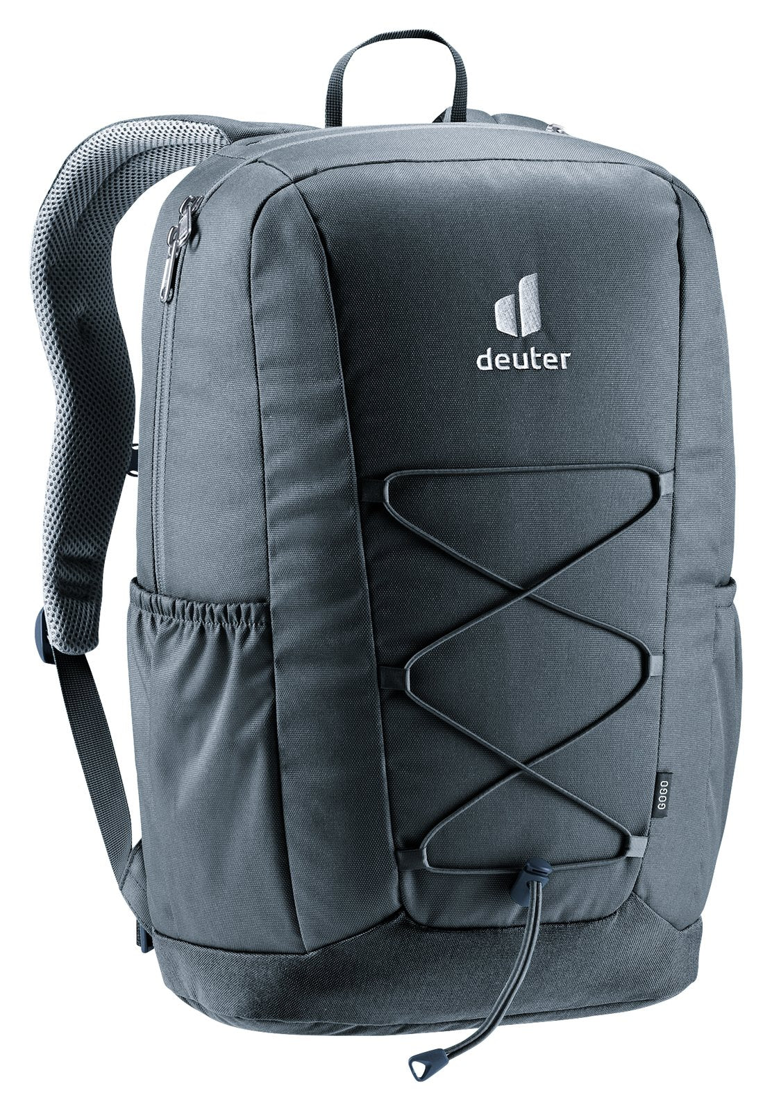 Deuter Gogo in Black, front three-quarter view from the left