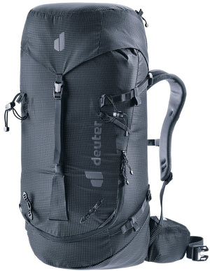Deuter Guide 32+6 SL women's alpine backpack in Black, front three-quarter view