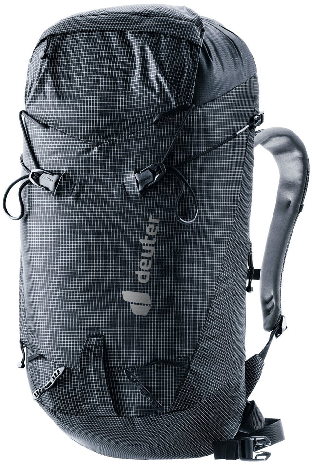 Deuter Guide Lite 24 alpine climbing pack in Black, front three-quarter view