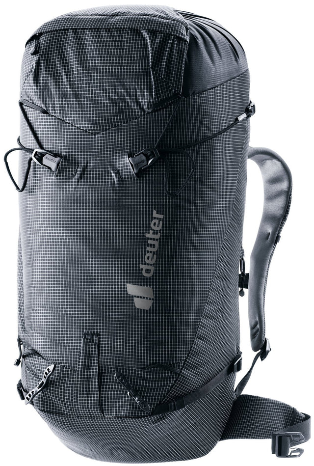Deuter Guide Lite 30 alpine climbing pack in Black, front three-quarter view