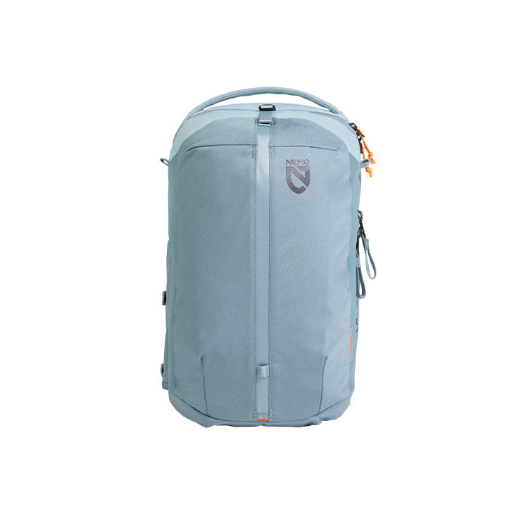 Nemo Vantage backpack in Arctic pale blue-grey with orange zip pull, front view