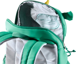 Inside the Deuter Kikki with the name label and elastic inner sleeve