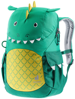 Deuter Kikki kids' backpack in Fern Alpinegreen, a green dragon with yellow scales, front view