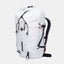 White Mammut Eiger Nordwand 28 Women backpack, front three-quarter view, roll-top closed with black cord lacing