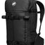Mammut Nirvana 22 ski backpack in black, front view with ski straps and hip belt