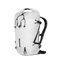 White Mammut Eiger Nordwand 28 backpack, front three-quarter view, roll-top closed with black cord lacing