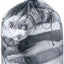 Deuter Mesh Sack 10 in Atlantic Black filled with folded clothes, drawcord closed