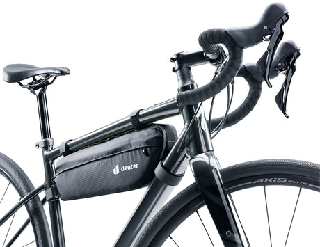 Deuter Mondego FB 4 fitted under the top tube of a black road bike