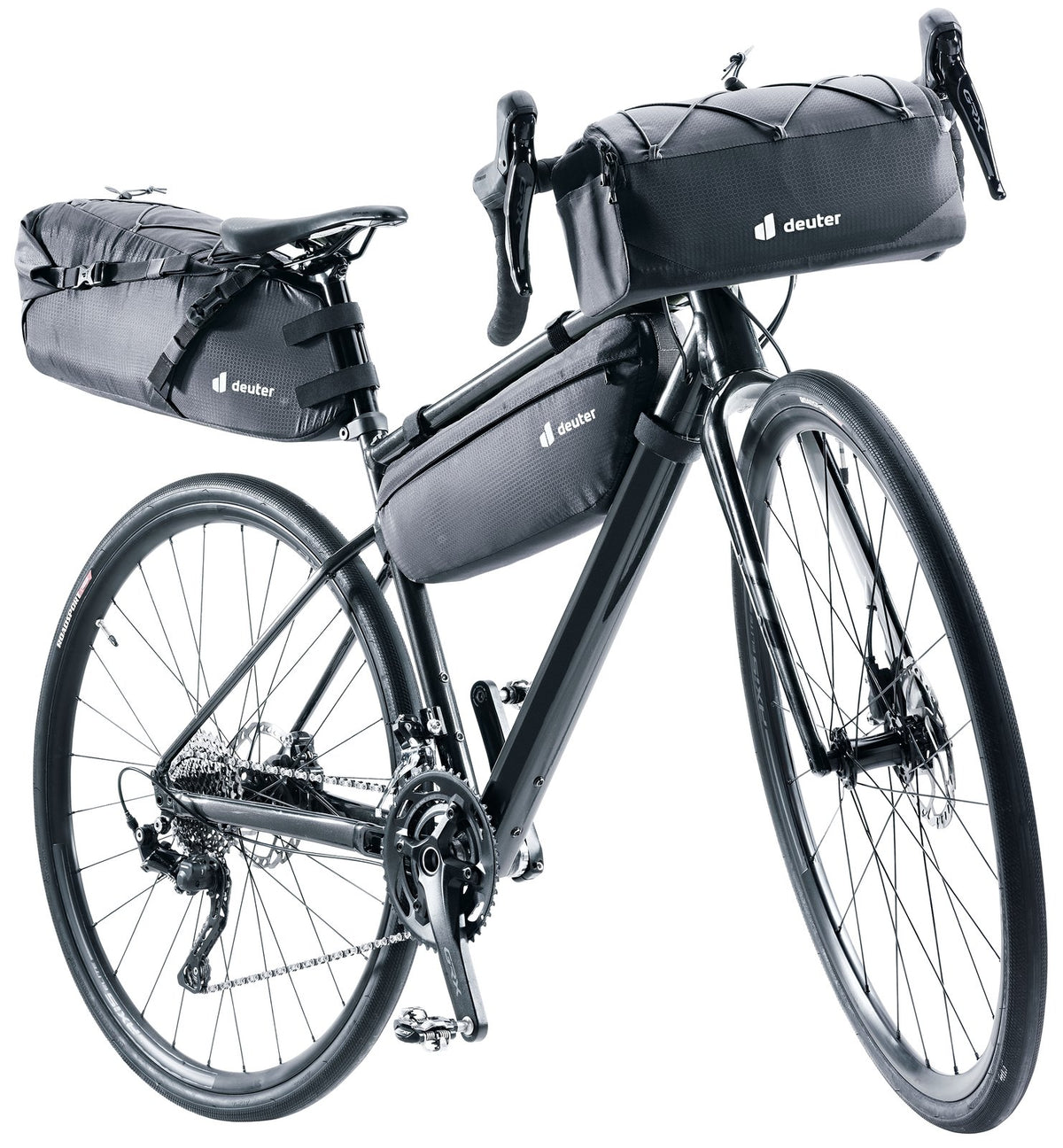 Gravel bike fitted with a Deuter Mondego frame bag plus saddle and handlebar bags sold separately