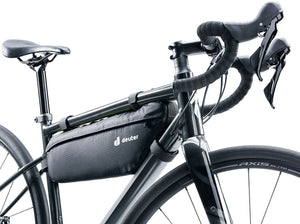 Deuter Mondego FB 6 mounted under the top tube of a black road bike