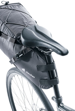 Deuter Mondego SB 16 straps wrapped around a seat post under the saddle