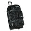 OGIO Rig 9800 wheeled gear bag in Cloud Racer Black/Gray, front three-quarter view with handle extended