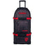 OGIO Rig 9800 wheeled gear bag in DNGR Flat Black/Red, front three-quarter view with handle extended