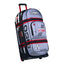 OGIO Rig 9800 wheeled gear bag in Spitfire 2 Blue/Red, front three-quarter view with handle extended