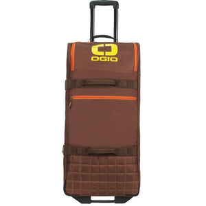 OGIO Trucker in Stay Classy, straight-on front view with yellow OGIO logo and grab straps