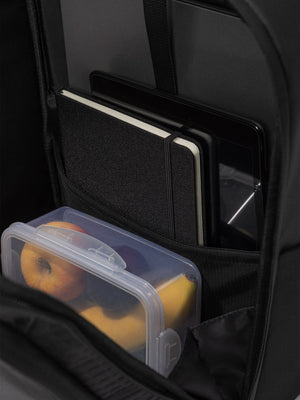 Main compartment of the Orca Casual Backpack with a laptop sleeve, notebook and lunch box