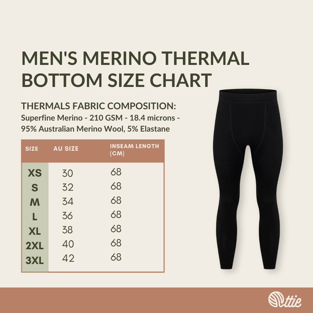 Ottie Merino Men's Thermal Pants Men's Merino Thermal Bottoms