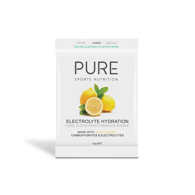 PURE Electrolyte Hydration Lemon 42 g sachet, front of pack