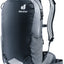 Deuter Race 12 bike backpack in Black, front three-quarter view with reflective patch