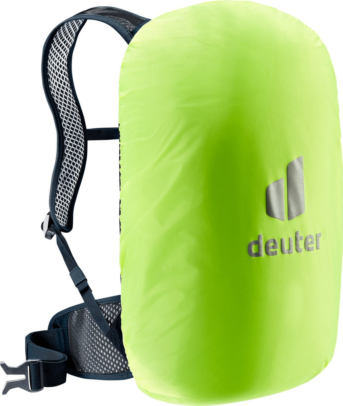 Deuter Race 12 with its bright yellow rain cover fitted