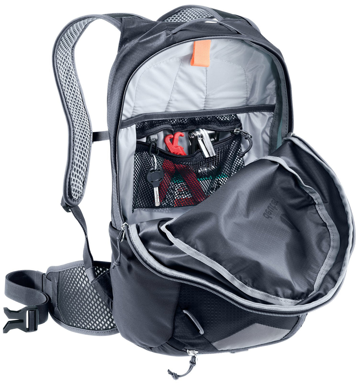 Deuter Race 16 main compartment open showing the inner compartments