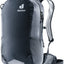 Deuter Race 16 cycling backpack in Black, front three-quarter view with reflective patch