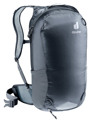 Deuter Race 16 in Black, rear three-quarter view from the left