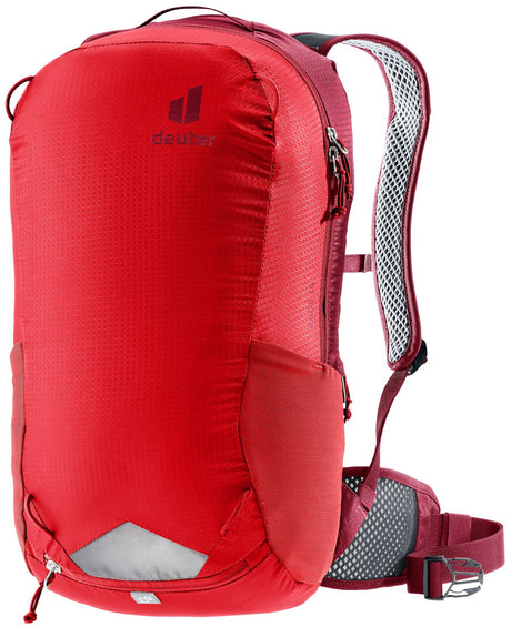 Deuter Race 16 in Cherry Masala, red cycling pack with darker red trim
