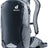 Deuter Race 8 bike backpack in Black, front three-quarter view with reflective patch