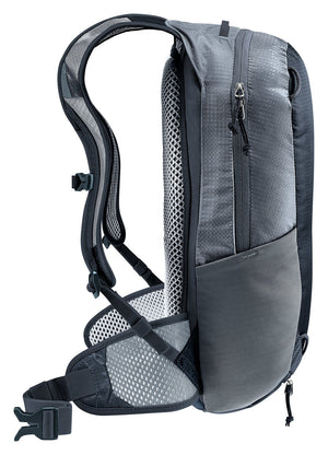 Side profile of the Deuter Race 8 showing its slim shape and stretch side pocket