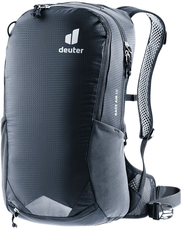 Deuter Race Air 10 bike backpack in Black, front three-quarter view