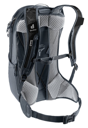 Deuter Race Air 10 rear three-quarter view of perforated shoulder straps and sternum strap