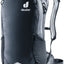 Deuter Race Air 14+3 bike backpack in Black, front three-quarter view with reflective patch