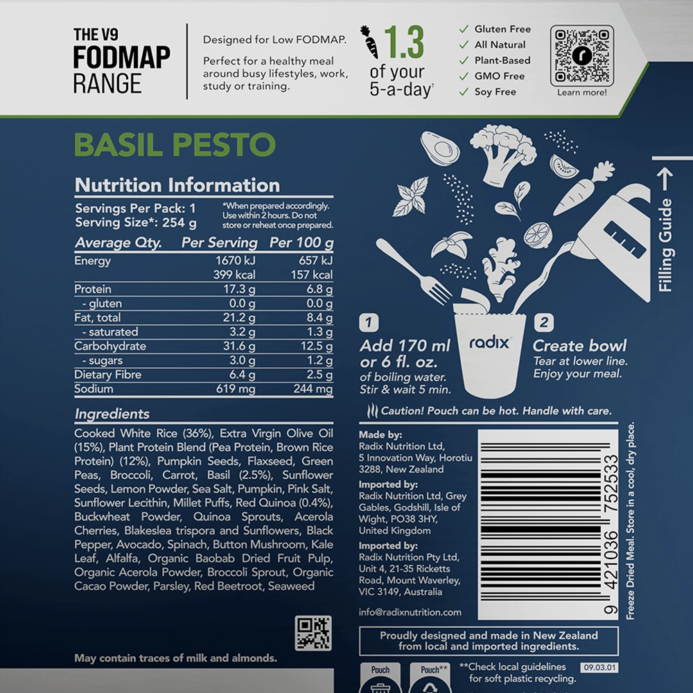 Radix Dehydrated Meals FODMAP Meals