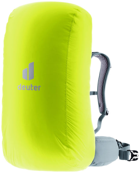 Deuter Raincover I in Neon yellow fitted over a daypack