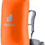 Deuter Raincover II in Koi, high-visibility orange rain cover fitted over a backpack