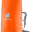 Deuter Raincover III in Koi, bright orange, fitted over a large trekking backpack
