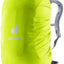 Deuter Raincover Square in Neon high-visibility yellow fitted over a daypack